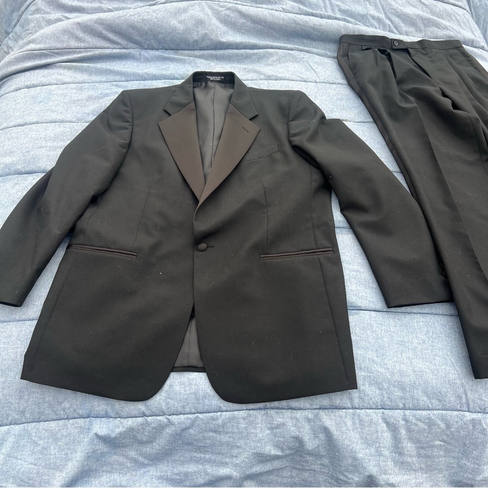 Vtg Oleg Cassini Gold The American Collection Wool Tuxedo Size 42L Coat 36L Pant
